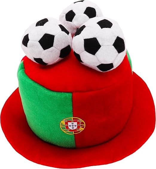 Toyland® Le Portugal Chapeau Haut de Forme Fantaisie pour Fan de Football avec Footballs 3D – Parfait pour les Fêtes D'Euro/Coupe du Monde/Football et les Célébrations Portugaises – 8 Pays Disponibles