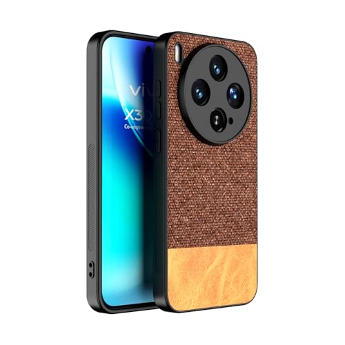 Image of Kapa Soft Fabric & Leather Hybrid Protective Back Cover for Vivo X300 5G | Shockproof Slim Hard Anti Slip Back Case (Brown)
