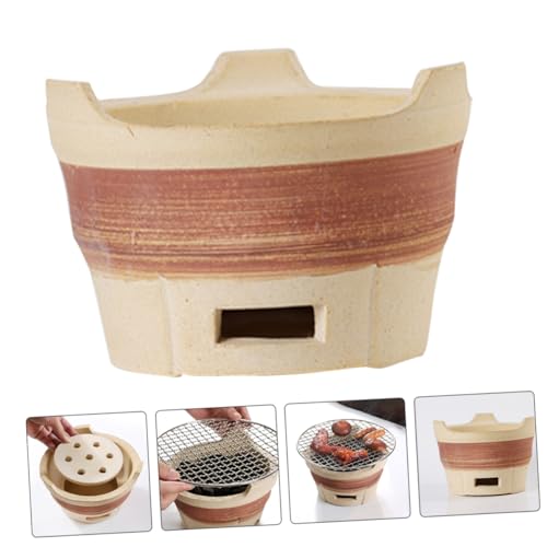 Barbecue de argile chaleur compact ifundom avec poêle portable - 4