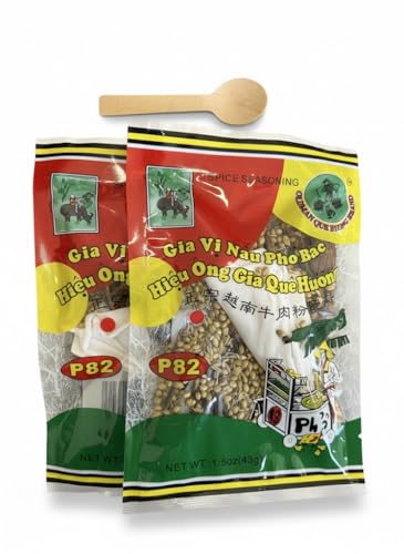 Old Man Que Huong Pho Bac Vietnamese Spice Seasoning, 2 Pack | Plus a wooden tasting spoon