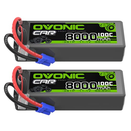 OVONIC 3S lipo Battery 100C 8000mAh Lipo with EC5 Connector(2 Pack)
