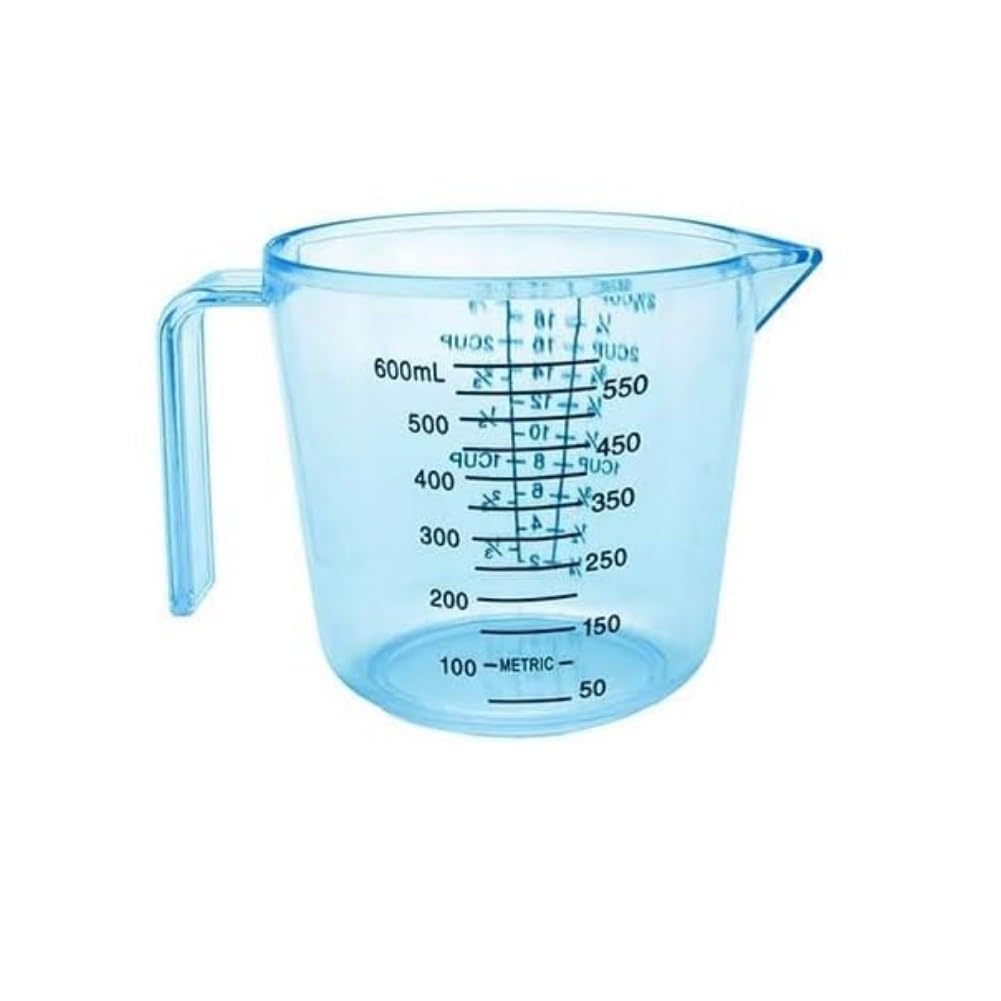 600ml Clear Measuring Jug,Multi-Purpose Baking Cooking Measuring Cup,with Easy-to-Read Scale and Handle (Blue)