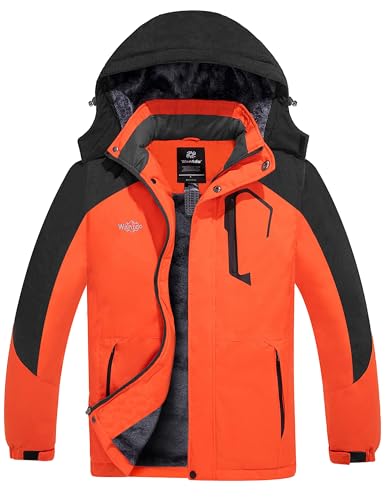 Image of Wantdo Men's Mountain Waterproof Ski Jacket Windproof Rain Jacket Winter Warm Hooded Coat