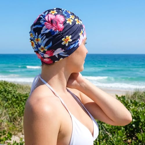 Image of Proberos Swimming Cap for Women, Premium Nylon Fabric Swim Cap, Long Hair for Dry Hair Swimming Head Cap Easy Fit, Keeps Hair & Ear Clean