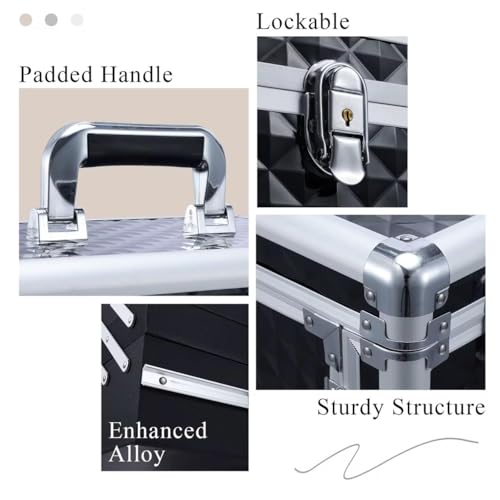 Image of SHAMAX Professional Rolling Makeup Case, Cosmetic Organizer Trolley, Manicure Storage Vanity Locks - Trolley for Hairdressers, Salons, Beauty Lovers - 360 Universal Wheels (8173)