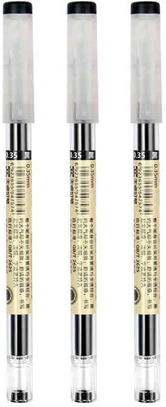 3Pcs Japanese Gel Pen Black Ink Maker Pen School Office Student Exam Writing Stationery Supplies Durable Gel Ink Rollerball Pens (0.35mm)