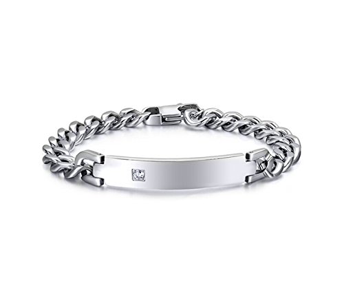 Chaîne gourmette à maillons acier inoxydable pour couple avec croix strass luxe