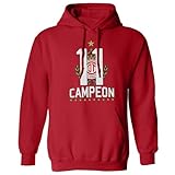 Mexican Soccer Champion Tribute - Toluca Campeon Fans Unisex Hooded Sweatshirt (Red, Medium)