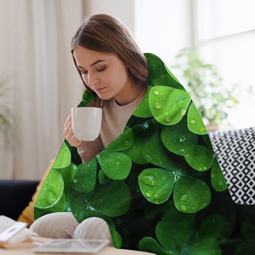 Couverture flanelle extra large douce trèfle vert lit sofa microfibre - 8