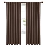 Deconovo Rod Pocket and Back Tab Blackout Curtains - (52x84 Inch, Brown, 2 Panels), Thermal...
