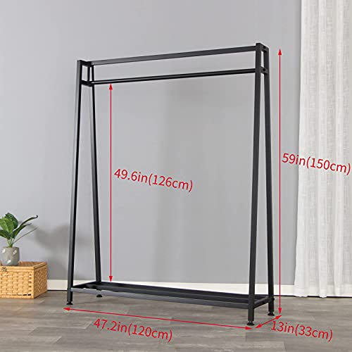 SSS Furniture Clothing Garment Rack with Shelves, Metal Cloth Hanger Rack Stand Clothes Drying Rack for Hanging Clothes, Easy Assemble Clothing Rack for Bedroom or Boutiques(Gold)