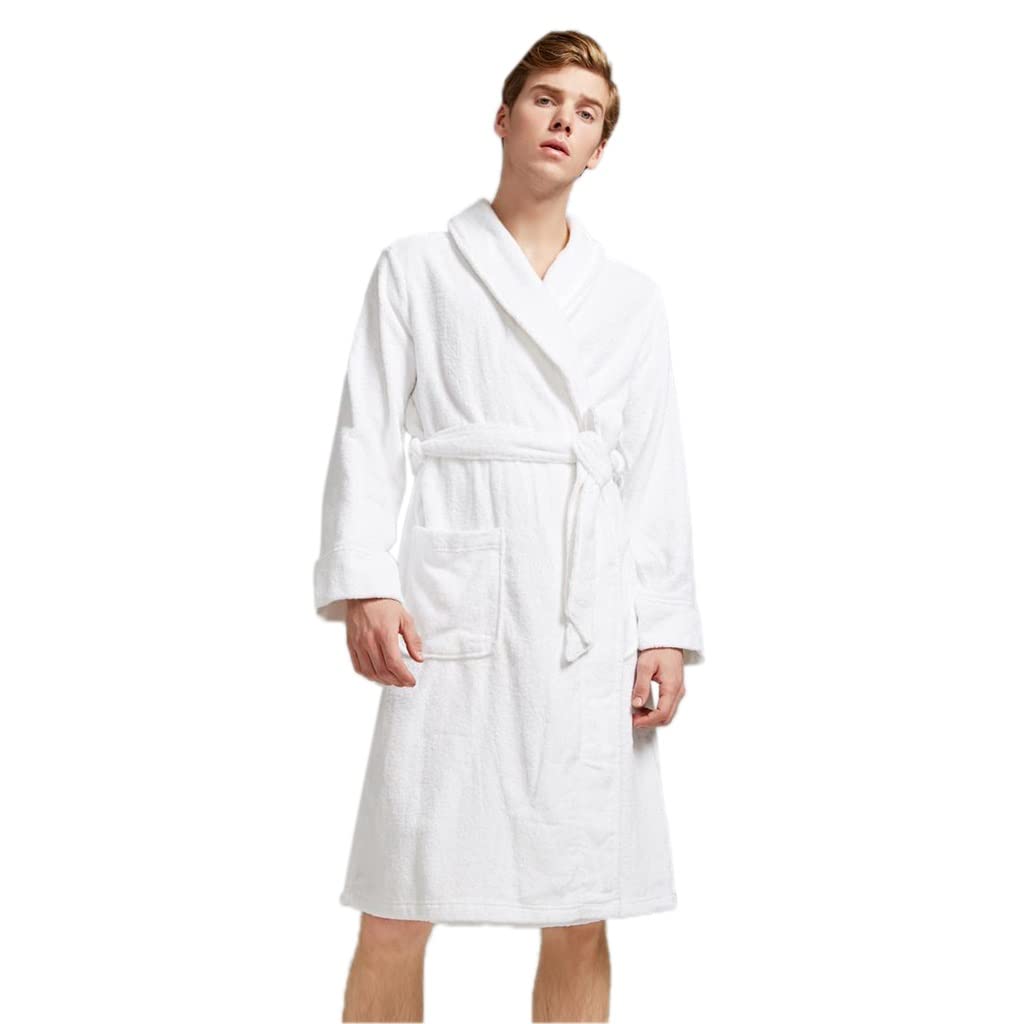 MTFBQ Accappatoio in Spugna Unisex Loungewear Lungo 100% Cotone Assorbente Asciugamano in Tessuto Coppie Camicia da Notte Hotel Pigiama Coppia Vestaglia Quattro Stagioni Indossabile