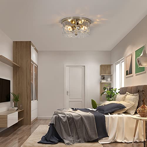 2-Light Flush Mount Ceiling Light Farmhouse Kitchen Island Ceiling Light With Bubble Glass Close To Ceiling Light Fixture For Living Room Bedroom Foyer Hallway #TOP7