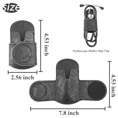 Mtzmy PU Leder Stethoskophalter mit Clip für alle Modelle:Littmann, ADC, MDF, Adscope, Stethoskophalter Träger Perfekt für Ärzte, Krankenschwestern, EMT(1-Schwarz)