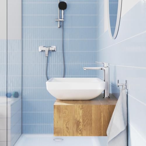 GROHE Dice Smooth Body Washbasin Mixer Tap for Free Standing Basins (XL-Size 270mm, 28 mm Ceramic Cartridge, Water Saving, Tails 3/8 Inch, Easy to Fit with the Included QuickTool), Chrome, 1018920000 - 5