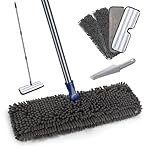 Mops for Floor Cleaning, Masthome Flat Dust Mop with 4 Reusable Pads, 2-Sided Microfiber Dust Mop for Wet & Dry Use, Flat Flip Mops for Hardwood, Laminate, Vinyl,Kitchen, Tile -1 Scraper