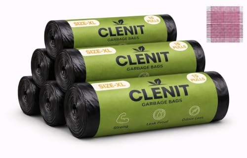 Image of Garbage Bags | Extra Large |90 Bags | 15 Bags X 6 Rolls | Black