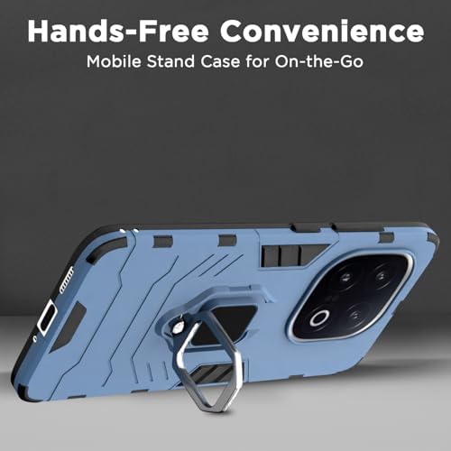 Image of Pikkme D5 Tough Armor Bumper Case | 360 Protection Case | Ring Holder Stand Back Cover for iQOO 13 5G (Blue)