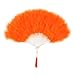 ZUCKER Small Marabou Feather Fan - Vintage Costume Folding Hand Fan - Burlesque Showgirl Decorative Folding Fans for Women Orange