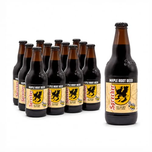 Sprecher Maple Root Beer Soda in 16 oz Glass Bottles (12 Pack), Fire-Brewed Gourmet Craft Soda...