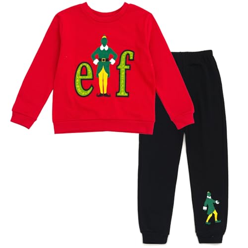 Image of Elf Christmas Fleece Sweatshirt and Jogger Pants Outfit Set Little Kid to Big Kid Sizes (5-18-20)
