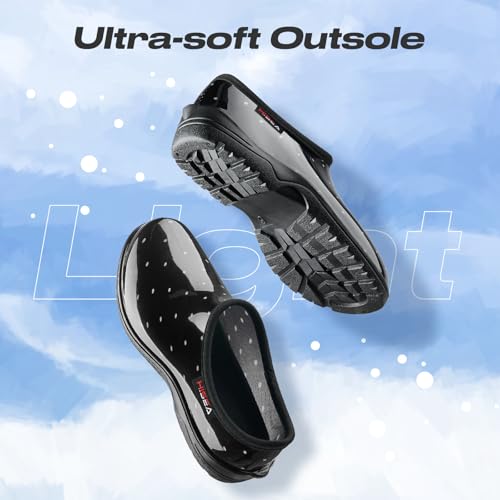 HISEA Waterproof Garden Shoe for Women, Outdoor Slip-On Garden Clogs Rubber Rain Boots, Lightweight PVC Rainboots Low Cut Ankle Booties Rain Shoes with Comfort Insole by HISEA - Image 6