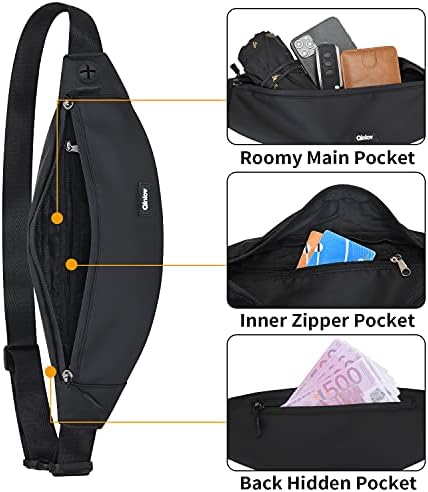 Waterproof Bumbags Running Belt Ligthweight Running Pouch Waist Packs Breathale Cycling Bum Bag Hiking Travel Dog wolking Waist Bag for Women Men Ladies Boys (Black)