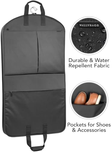 WallyBags® 40” Deluxe Travel Carry-On Garment Bag with Two Pockets, Perfect for Suits and Shirts