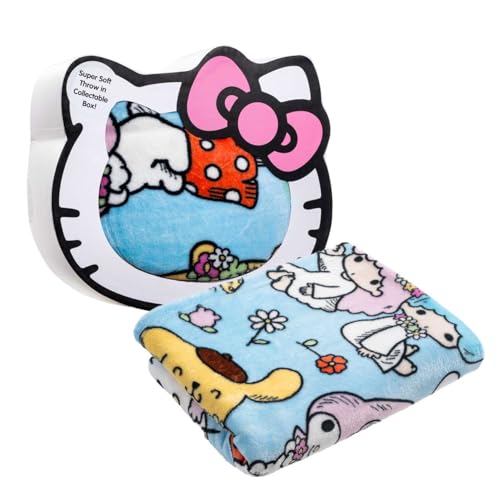 Hello Kitty Throw Blanket with Gift Box - Throw Measures 46 x 60 Inches – Super Soft Special Edition Fleece Bedding