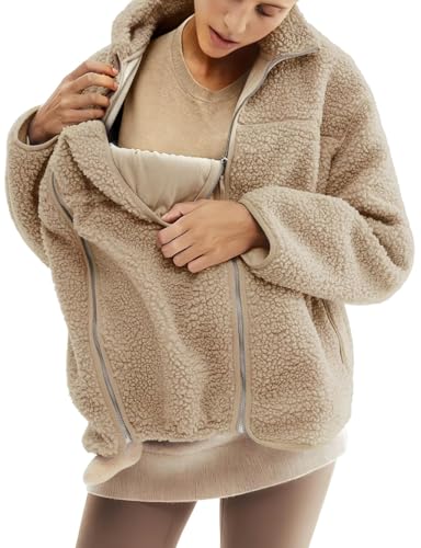 YEMORCH Women's Fleece Zip Up Maternity Jacket Fall Winter Coat