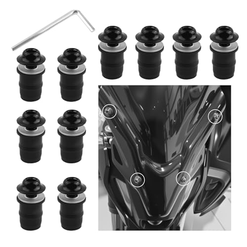 10PCS Universal Motorcycle Windshield Bolts Screws Kit,Aluminum Alloy Motorcycle Fairing Bolt Kit with Hex Wrench,Snowmobile Windshield Fasteners Motorcycles Accessories