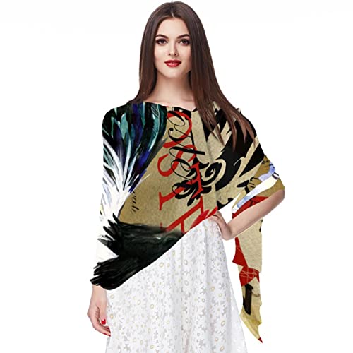 Écharpe en mousseline pour femme foulard long à motif abstrait multicolore