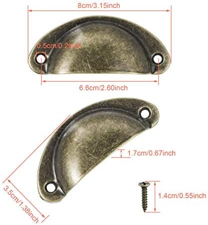 Heyu-Lotus 15 Set Vintage Drawer Handles Antique Brass Shell Cup Handles Cabinet Handles Furniture Knobs Drawer Pulls with Screws