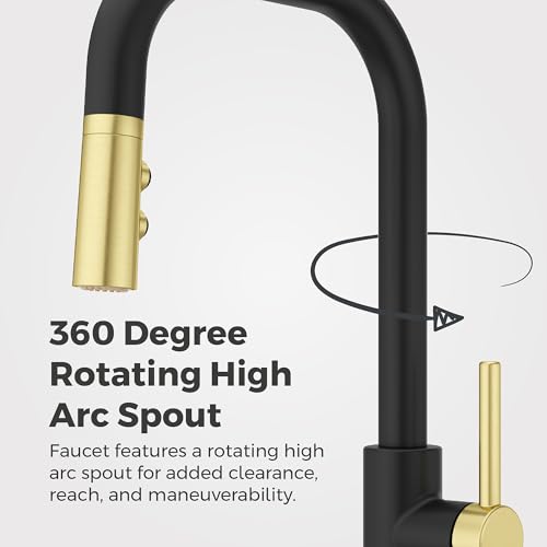 Pfister Zanna 1-Handle Pull-Down Kitchen Faucet in Matte Black and Brushed Gold by Pfister - Image 9