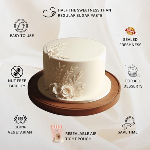 Image of Confect Ivory Sugar Paste Fondant for Cakes - Chef's Choice for Cake Decorating, Sculpting & Baking | Vegan, Gluten-Free, Nut-Free, Palm Oil-Free - 1 Kg
