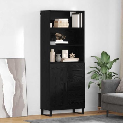 Aparador de alta calidad de 2 piezas con acabado premium roble negro y diseno minimalista 2