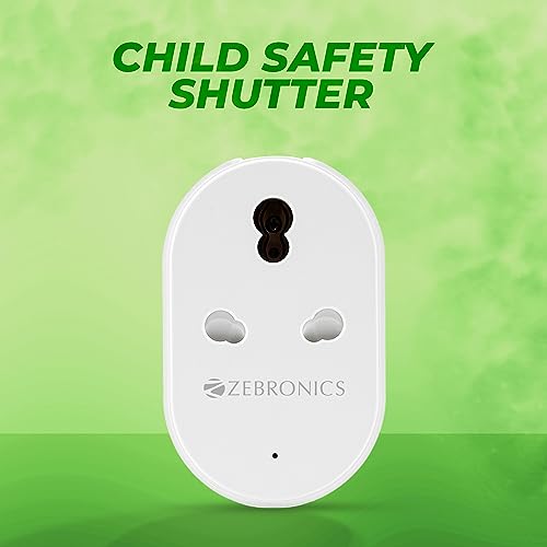 Image of Zebronics ZEB-SP116, Smart Wi-Fi Plug Compatible with Google Assistant & Alexa, Supports Upto 16A and Comes with a Dedicated APP That Features Scheduled Control and Energy Monitoring.