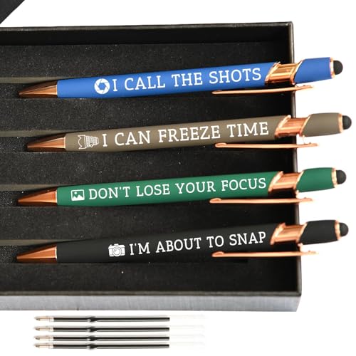 BSHELLOE Photographer Gifts, Photography 2-in-1 Stylus Ballpoint Pen Set, 1.0mm