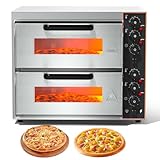 ZXMT Commercial Pizza Oven Double-Layer Electric Pizza Oven 16' with pizza stone Multipurpose Toaster Bake Broiler 40L Capacity for Restaurant...