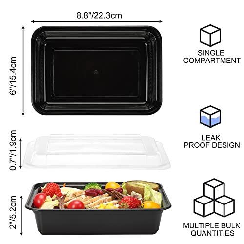 Moretoes 30 Pack Meal Prep Plastic Food Containers With Lids 38Oz, 1 Compartment Bpa Free Disposable Food Storage Containers, Reusable Lunch Boxes Bento Box, Microwave/Freezer/Dishwasher Safe #TOP1