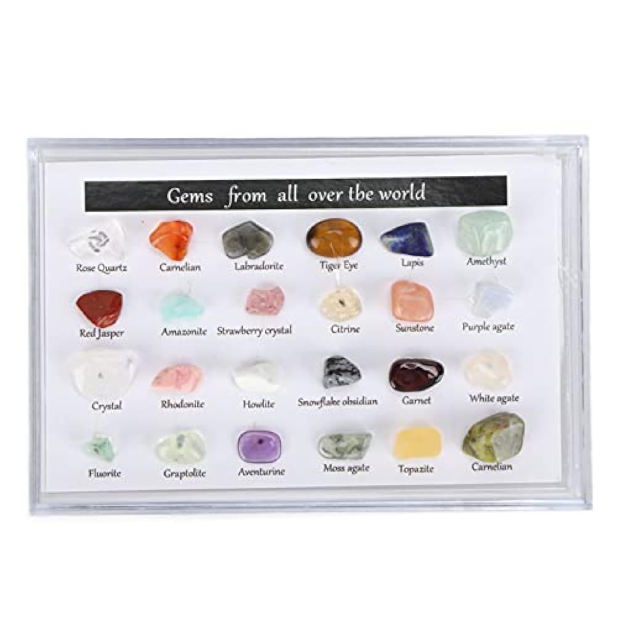 Crystal Gemstones Unique Shape Rocks Collection with Storage Box