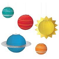 Amscan Blast Off Birthday Planets Paper Lanterns 5 Pieces