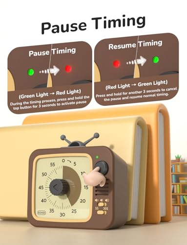 Image of LIORQUE Visual Timer for Kids with Pause, 60 Minute Countdown Timer, Brown