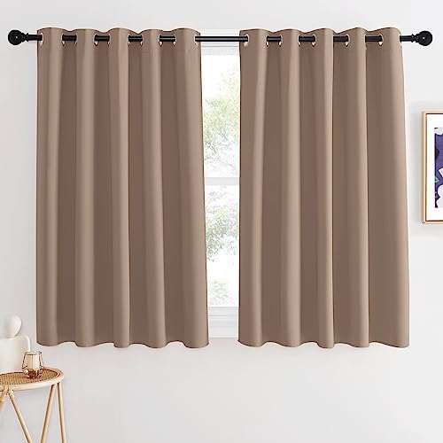 NICETOWN Thermal Blackout Curtain & Drape - Grommet Room Darkening Window Treatment Sound Reducing Light Blocking for Kitchen/Cafe (1 Panel, W66 x L54, Cappuccino)