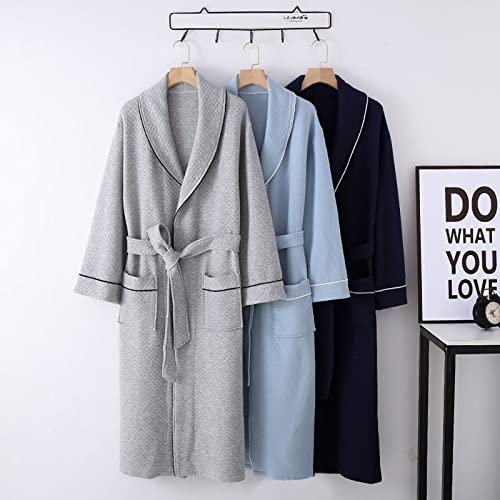 Mens Thickened and Interlayer Nightgown Men's Cotton Robe Long-Sleeve Spa Bathrobe with Pockets3