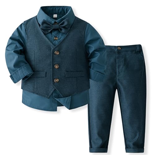 Image of Baby Boys' 4-Piece Set with Dress Shirt, Vest, Pants, and Tie