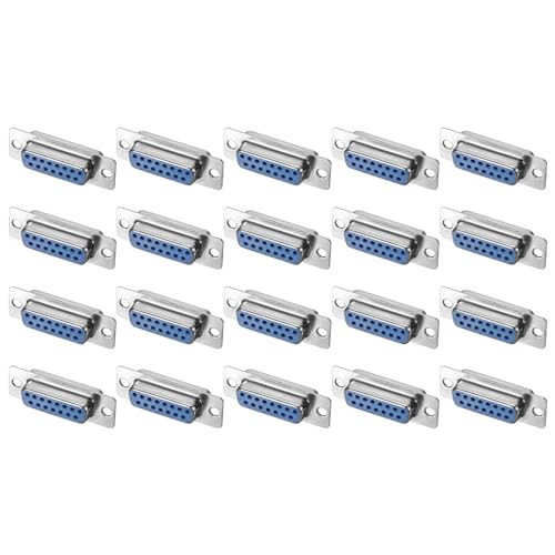 uxcell D-sub コネクタ DB15 メス ソケット 15 ピン 2 列 メス シリアル ポート ターミナル ブレークアウト 機械設備 CNC コンピューター用 20 個パック
