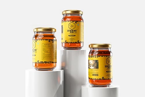 Image of Madhusudha Khalse Flower Honey Raw Forest Honey Natural Bee Product from Sundarban Region Golden Liquid Sweetener for Tea Breakfast Cooking Baking Dessert Edible Use Smooth Texture 250 g