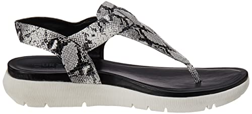 Naturalizer Women's Lincoln Flat Sandals, White Snake, 7 Wide #TOP5