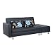 HomCom PU Leather Folding Sofa Couch Sleeper Bed w/ Storage Ottoman - Black